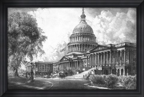 Framed US Capitol Building (digitally restored) Print