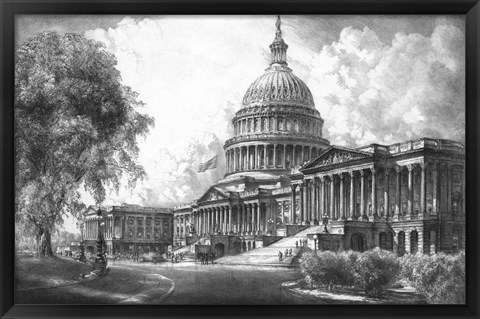 Framed US Capitol Building (digitally restored) Print