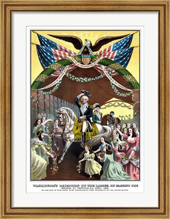 Framed General George Washington on Horseback (color) Print