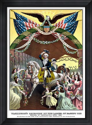 Framed General George Washington on Horseback (color) Print