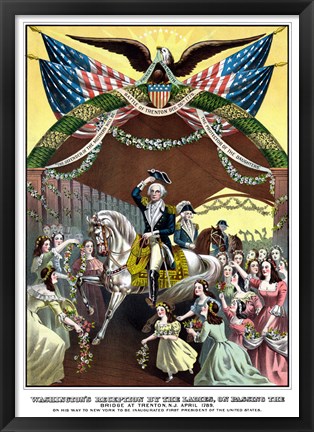 Framed General George Washington on Horseback (color) Print