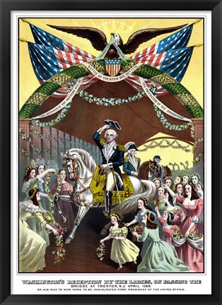 Framed General George Washington on Horseback (color) Print