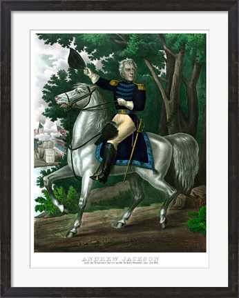 Framed General Andrew Jackson on Horseback (color) Print