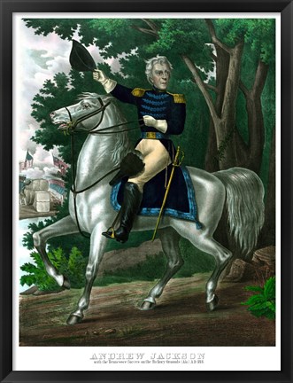 Framed General Andrew Jackson on Horseback (color) Print