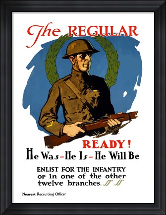Framed American Infantryman Holding His Rifle Print