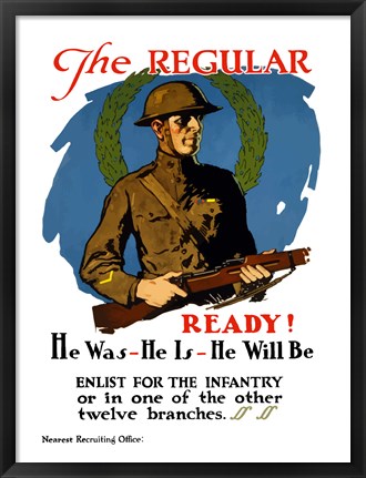 Framed American Infantryman Holding His Rifle Print