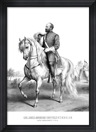 Framed President James Garfield on Horseback Print