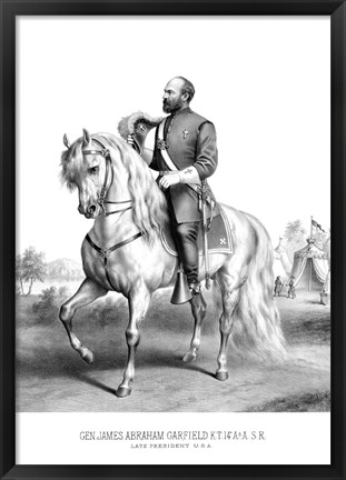 Framed President James Garfield on Horseback Print