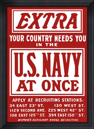 Framed U.S. Navy - Your Country Needs You Print