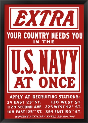 Framed U.S. Navy - Your Country Needs You Print