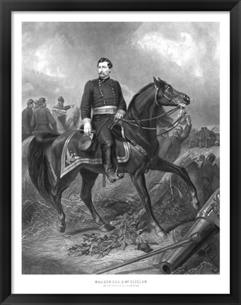 Framed Union General George McClellan on Horseback Print