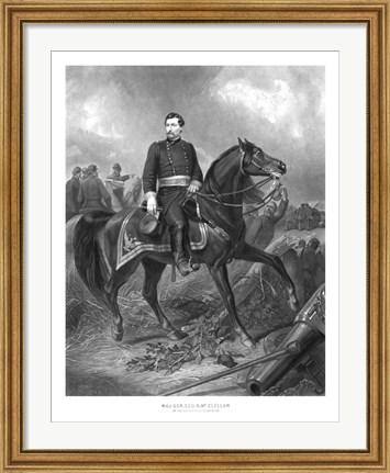Framed Union General George McClellan on Horseback Print