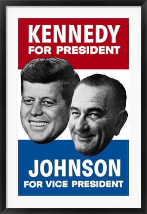 Framed 1960 Democratic Nominees, Kennedy &amp; Johnson Print