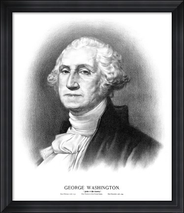 Framed Bust of President George Washington Print