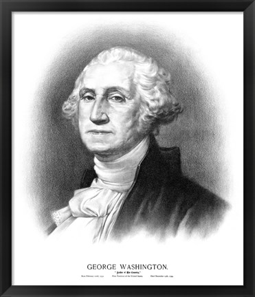 Framed Bust of President George Washington Print