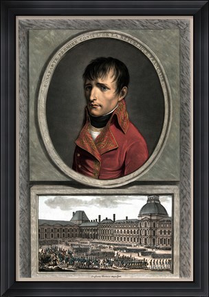 Framed Napoleon Bonaparte Above a Troop Review Print