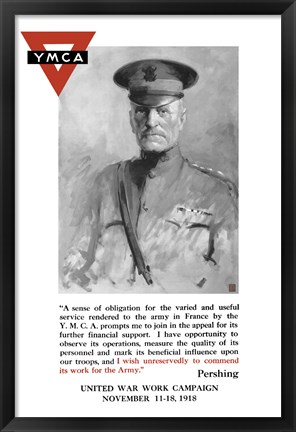 Framed General John Pershing, YMCA Print