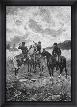 Framed Three Civil War Soldiers onHorseback Print