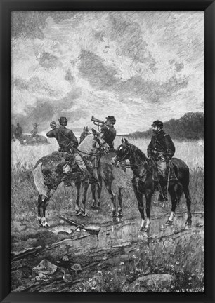 Framed Three Civil War Soldiers onHorseback Print