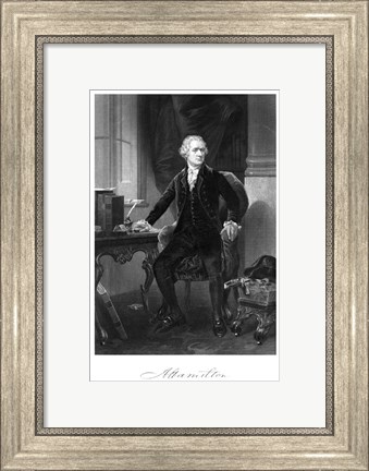 Framed Alexander Hamilton Sitting at His Desk Print