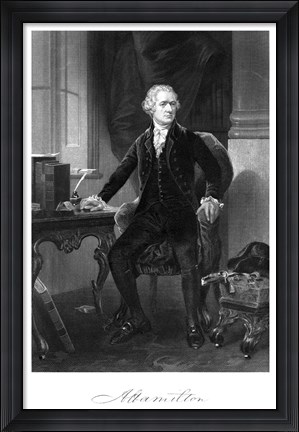 Framed Alexander Hamilton Sitting at His Desk Print
