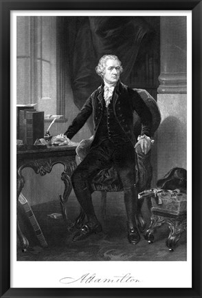 Framed Alexander Hamilton Sitting at His Desk Print