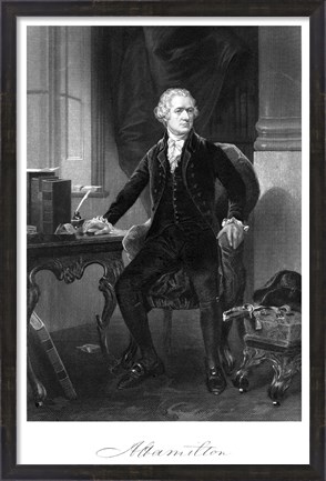 Framed Alexander Hamilton Sitting at His Desk Print