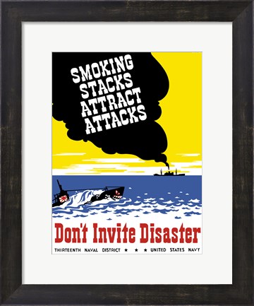 Framed Smoking Stacks Attract Attacks Print