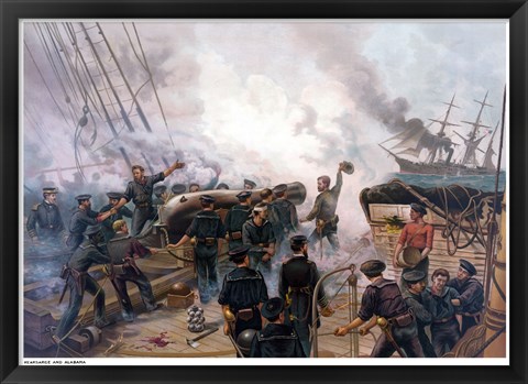 Framed Battle of Cherbourg Print