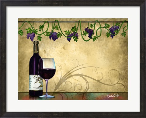 Framed Wine II With Vines Print
