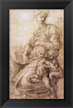 Framed Virgin and Child with the infant Baptist, c.1530 Print