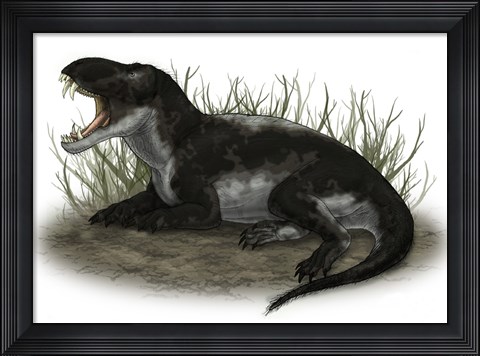 Framed Pampaphoneus, a Genus of Dinocephalian Dinosaur Print