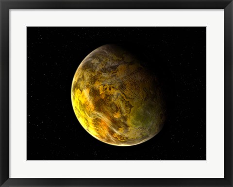 Framed Illustration of a Rocky and Variegated Extrasolar Planet, Gliese 581 C Print