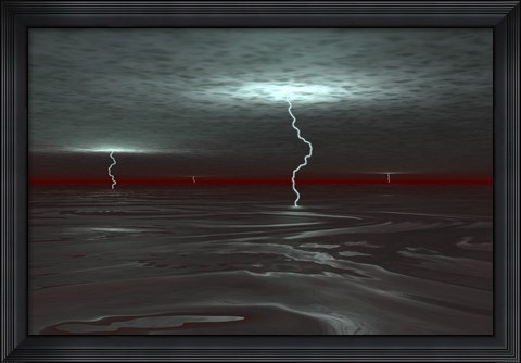 Framed view below the Gas Clouds of Jupiter&#39;s Atmosphere, across a Sea of Liquid Hydrogen Print