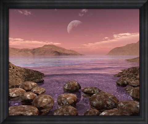 Framed Artist&#39;s Concept of Archean Stromatolites on the Shore of an Ancient Sea Print