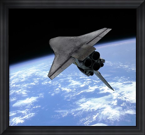 Framed Artist&#39;s concept of a Space Shuttle entering Earth orbit Print
