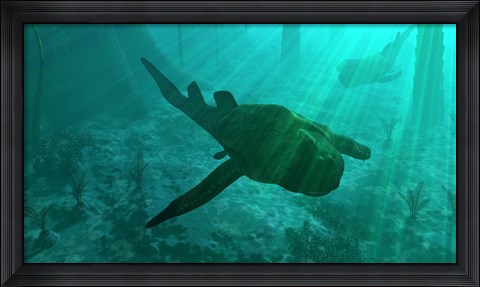 Framed Armored Bothriolepis Glides Along the Bottom of a Flooded Plain Print