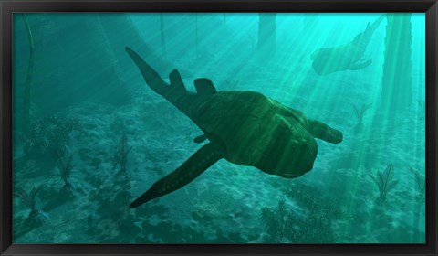 Framed Armored Bothriolepis Glides Along the Bottom of a Flooded Plain Print