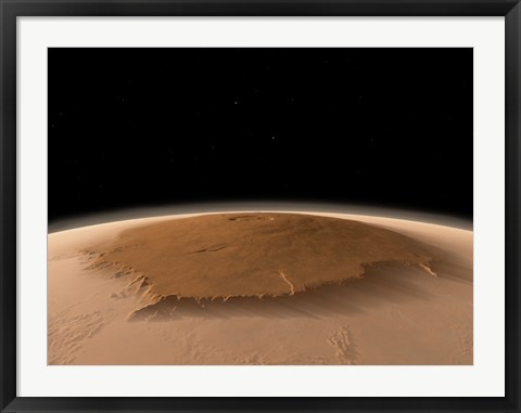 Framed Artist&#39;s Concept of the Northwest Side of the Olympus Mons volcano on Mars Print