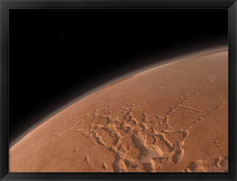 Framed Mars&#39; Valles Marineris is Host to the Largest Canyons in the Solar System Print