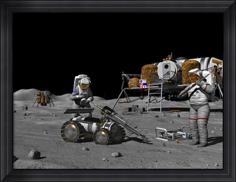 Framed Artist&#39;s Concept of a Future Lunar Exploration Mission Print