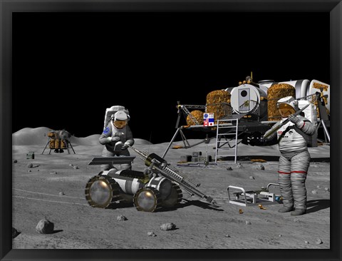 Framed Artist&#39;s Concept of a Future Lunar Exploration Mission Print