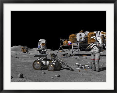 Framed Artist&#39;s Concept of a Future Lunar Exploration Mission Print