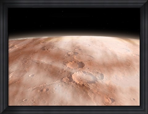 Framed High Altitude Clouds of Water Ice Crystals on the Planet Mars Print