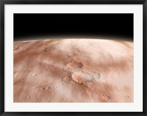 Framed High Altitude Clouds of Water Ice Crystals on the Planet Mars Print