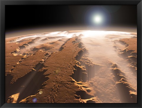 Framed Artist&#39;s Concept of the Valles Marineris Canyons on Mars Print