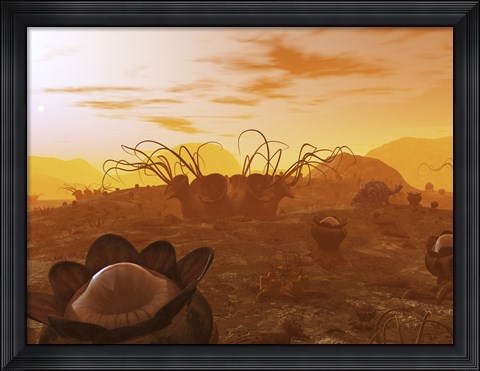 Framed Artist&#39;s Concept of Animal and Plant Life on an Alien Planet Print