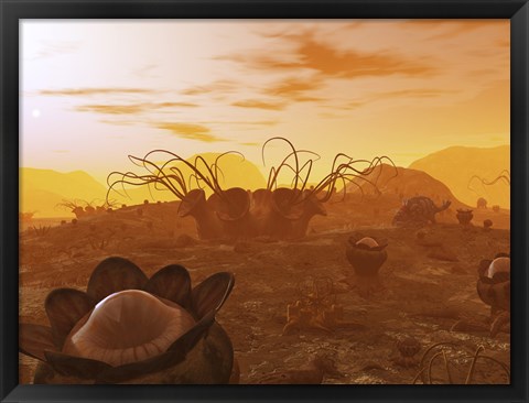 Framed Artist&#39;s Concept of Animal and Plant Life on an Alien Planet Print