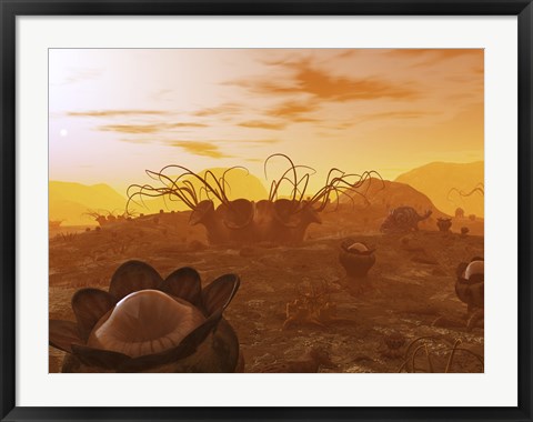 Framed Artist&#39;s Concept of Animal and Plant Life on an Alien Planet Print