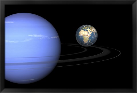 Framed Artist&#39; concept of Neptune and Earth Print